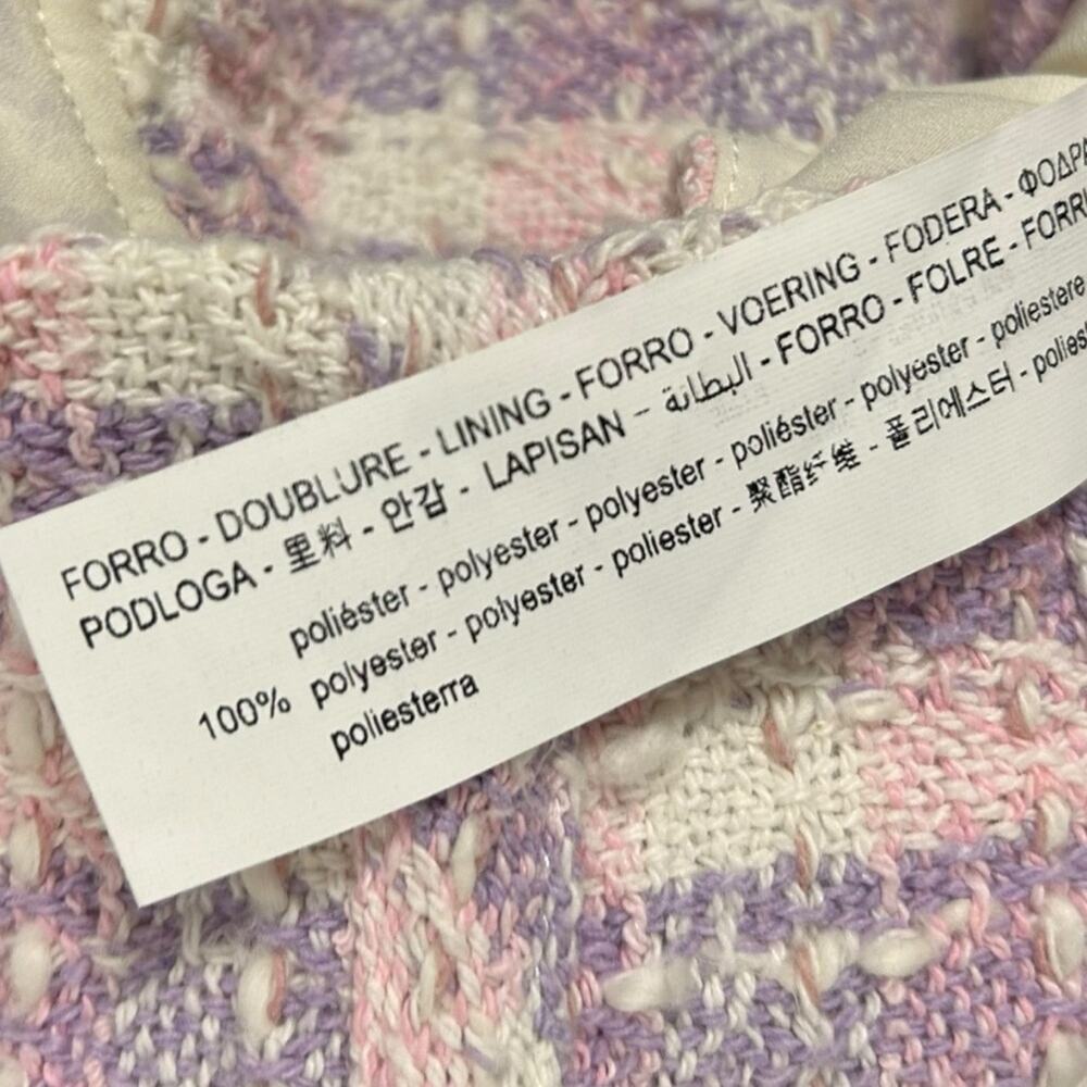 ZARA pink purple & white Tweed Crop Top Bustier M NWT - Picture 8 of 12
